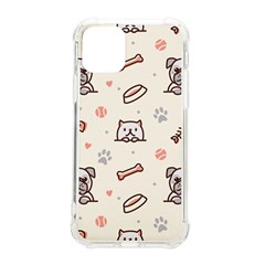 Pug Dog Cat With Bone Fish Bones Paw Prints Ball Seamless Pattern Vector Background Iphone 11 Pro 5 8 Inch Tpu Uv Print Case by Salman4z