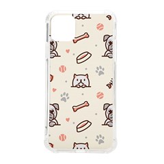 Pug Dog Cat With Bone Fish Bones Paw Prints Ball Seamless Pattern Vector Background Iphone 11 Pro Max 6 5 Inch Tpu Uv Print Case by Salman4z