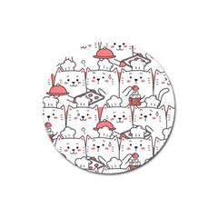 Cute Cat Chef Cooking Seamless Pattern Cartoon Magnet 3  (round) by Salman4z