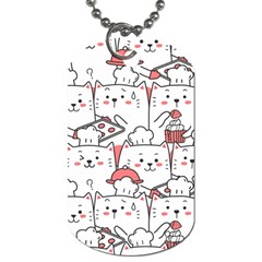 Cute Cat Chef Cooking Seamless Pattern Cartoon Dog Tag (one Side) by Salman4z