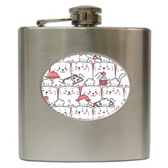 Cute Cat Chef Cooking Seamless Pattern Cartoon Hip Flask (6 Oz) by Salman4z