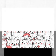 Cute Cat Chef Cooking Seamless Pattern Cartoon Rectangular Jigsaw Puzzl by Salman4z