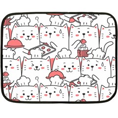 Cute Cat Chef Cooking Seamless Pattern Cartoon Two Sides Fleece Blanket (mini) by Salman4z