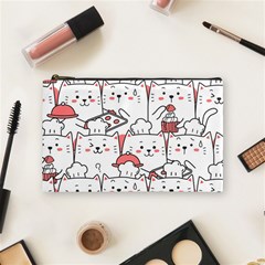 Cute Cat Chef Cooking Seamless Pattern Cartoon Cosmetic Bag (medium) by Salman4z