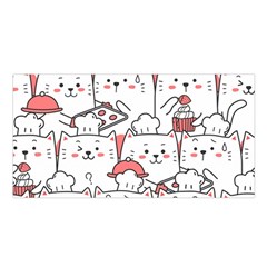 Cute Cat Chef Cooking Seamless Pattern Cartoon Satin Shawl 45  X 80  by Salman4z