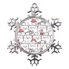 Cute Cat Chef Cooking Seamless Pattern Cartoon Metal Large Snowflake Ornament