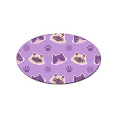 Cute Colorful Cat Kitten With Paw Yarn Ball Seamless Pattern Sticker (oval) by Salman4z