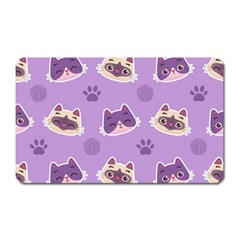 Cute Colorful Cat Kitten With Paw Yarn Ball Seamless Pattern Magnet (rectangular) by Salman4z