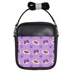 Cute Colorful Cat Kitten With Paw Yarn Ball Seamless Pattern Girls Sling Bag by Salman4z