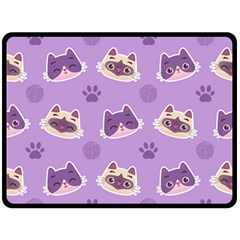 Cute Colorful Cat Kitten With Paw Yarn Ball Seamless Pattern Fleece Blanket (large) by Salman4z