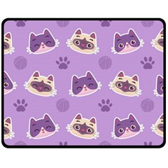 Cute Colorful Cat Kitten With Paw Yarn Ball Seamless Pattern Fleece Blanket (medium) by Salman4z