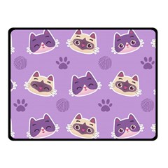 Cute Colorful Cat Kitten With Paw Yarn Ball Seamless Pattern Fleece Blanket (small) by Salman4z