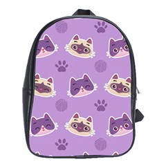 Cute Colorful Cat Kitten With Paw Yarn Ball Seamless Pattern School Bag (xl) by Salman4z