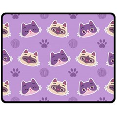 Cute Colorful Cat Kitten With Paw Yarn Ball Seamless Pattern Two Sides Fleece Blanket (medium) by Salman4z