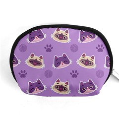 Cute Colorful Cat Kitten With Paw Yarn Ball Seamless Pattern Accessory Pouch (medium) by Salman4z