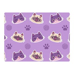 Cute Colorful Cat Kitten With Paw Yarn Ball Seamless Pattern Two Sides Premium Plush Fleece Blanket (mini) by Salman4z