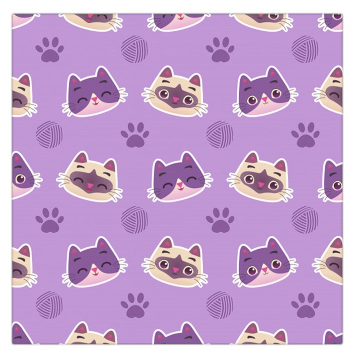 Cute Colorful Cat Kitten With Paw Yarn Ball Seamless Pattern Square Satin Scarf (36  x 36 )