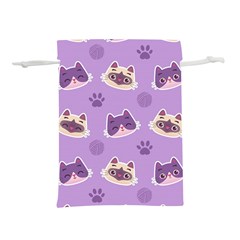 Cute Colorful Cat Kitten With Paw Yarn Ball Seamless Pattern Lightweight Drawstring Pouch (s) by Salman4z