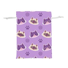 Cute Colorful Cat Kitten With Paw Yarn Ball Seamless Pattern Lightweight Drawstring Pouch (l) by Salman4z