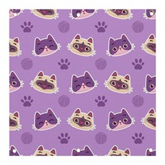 Cute Colorful Cat Kitten With Paw Yarn Ball Seamless Pattern Banner And Sign 3  X 3  by Salman4z