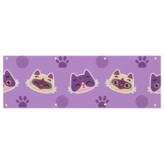 Cute Colorful Cat Kitten With Paw Yarn Ball Seamless Pattern Banner And Sign 9  X 3  by Salman4z