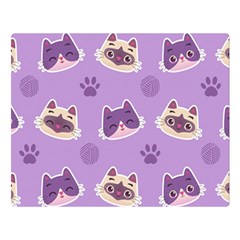 Cute Colorful Cat Kitten With Paw Yarn Ball Seamless Pattern Premium Plush Fleece Blanket (large) by Salman4z