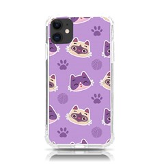 Cute Colorful Cat Kitten With Paw Yarn Ball Seamless Pattern Iphone 11 Tpu Uv Print Case by Salman4z