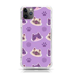 Cute Colorful Cat Kitten With Paw Yarn Ball Seamless Pattern Iphone 11 Pro Max 6 5 Inch Tpu Uv Print Case by Salman4z