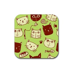 Cute Hand Drawn Cat Seamless Pattern Rubber Coaster (square) by Salman4z