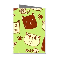 Cute Hand Drawn Cat Seamless Pattern Mini Greeting Cards (pkg Of 8) by Salman4z