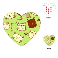 Cute Hand Drawn Cat Seamless Pattern Playing Cards Single Design (heart) by Salman4z