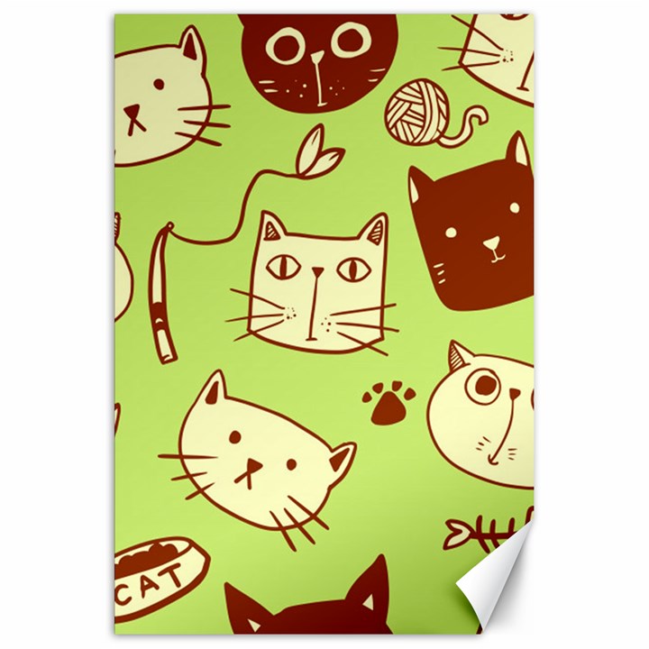 Cute Hand Drawn Cat Seamless Pattern Canvas 20  x 30 