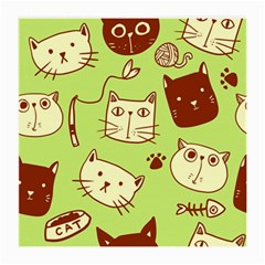 Cute Hand Drawn Cat Seamless Pattern Medium Glasses Cloth (2 Sides) by Salman4z