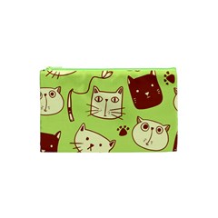 Cute Hand Drawn Cat Seamless Pattern Cosmetic Bag (xs)