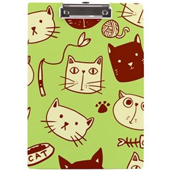 Cute Hand Drawn Cat Seamless Pattern A4 Acrylic Clipboard by Salman4z