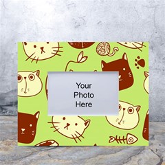 Cute Hand Drawn Cat Seamless Pattern White Tabletop Photo Frame 4 x6 