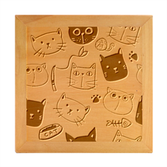 Cute Hand Drawn Cat Seamless Pattern Wood Photo Frame Cube by Salman4z