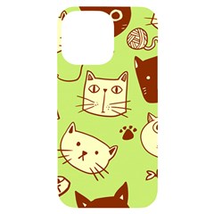 Cute Hand Drawn Cat Seamless Pattern Iphone 14 Pro Max Black Uv Print Case by Salman4z