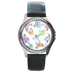 Cartoon Bird Cute Doodle Bird Round Metal Watch by Salman4z