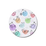 Cartoon Bird Cute Doodle Bird Rubber Round Coaster (4 pack) Front