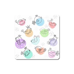 Cartoon Bird Cute Doodle Bird Square Magnet by Salman4z