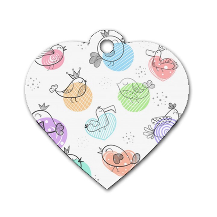 Cartoon Bird Cute Doodle Bird Dog Tag Heart (One Side)