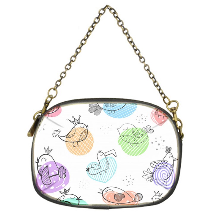 Cartoon Bird Cute Doodle Bird Chain Purse (One Side)