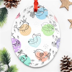 Cartoon Bird Cute Doodle Bird Ornament (oval Filigree) by Salman4z