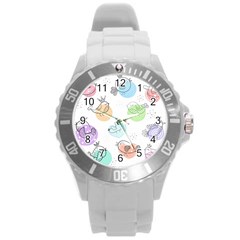 Cartoon Bird Cute Doodle Bird Round Plastic Sport Watch (l) by Salman4z