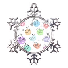 Cartoon Bird Cute Doodle Bird Metal Large Snowflake Ornament