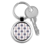 Nautical Seamless Pattern Key Chain (Round) Front