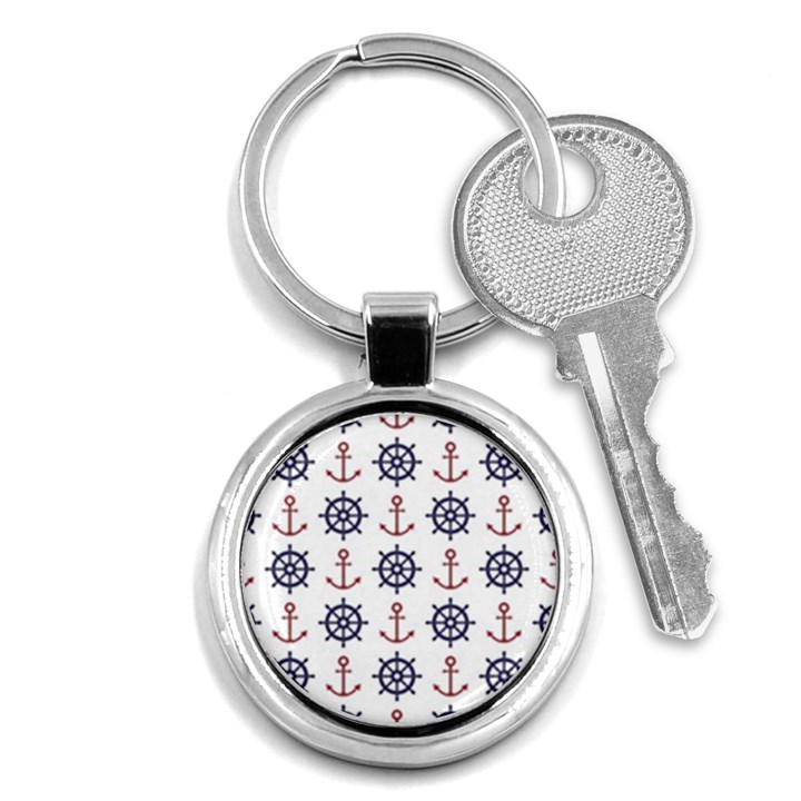 Nautical Seamless Pattern Key Chain (Round)