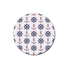 Nautical Seamless Pattern Rubber Coaster (Round)