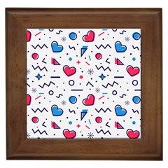 Hearts Seamless Pattern Memphis Style Framed Tile by Salman4z